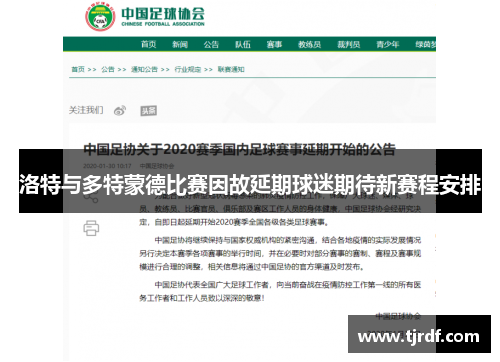 洛特与多特蒙德比赛因故延期球迷期待新赛程安排